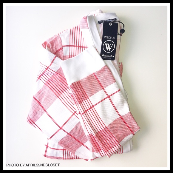 WILDFOX RED WHITE PLAID RUFFLE TRIM ROMPER - Picture 2 of 8